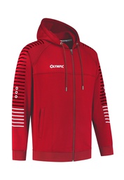 [10/01/06044/2080/116] 10/01/06044 STRIPED HOODED JACKET (116, RED/BLACK/WHITE)