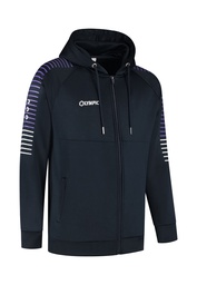 [10/01/06044/NAVY/PAARS/WIT/L] STRIPED HOODED JACKET (L, MARINE/MAUVE/BLANC)