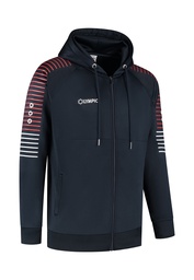 [10/01/06044/3026/116] STRIPED HOODED JACKET (116, NAVY/ROOD/WIT)